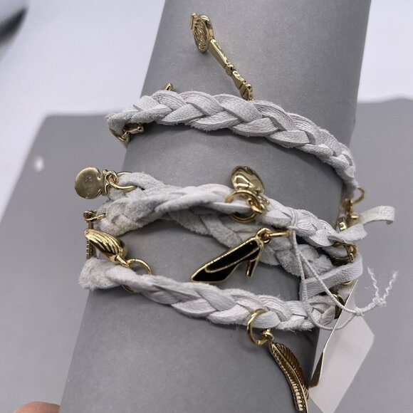 Kidada for Disney Couture Princess Charm Wrap Bracelet White Leather and Gold - Picture 3 of 5
